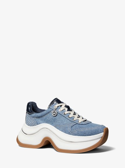 Arla Denim and Leather Trainer in NEW HRZN WSH | Michael Kors