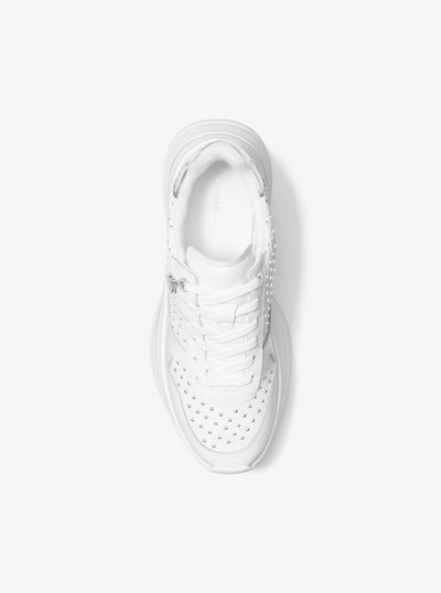 Arla Studded Leather Trainer in OPTIC WHITE | Michael Kors