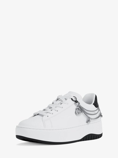 Dottie Embellished Leather Platform Sneaker in BLACK | Michael Kors