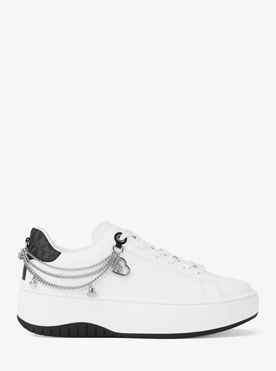 Dottie Embellished Leather Platform Sneaker in BLACK | Michael Kors