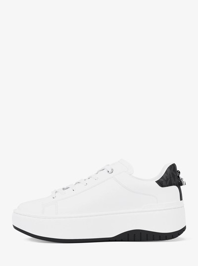 Dottie Embellished Leather Platform Sneaker in BLACK | Michael Kors