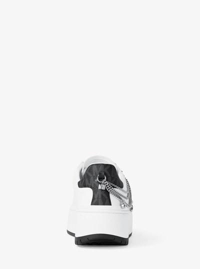 Dottie Embellished Leather Platform Sneaker in BLACK | Michael Kors