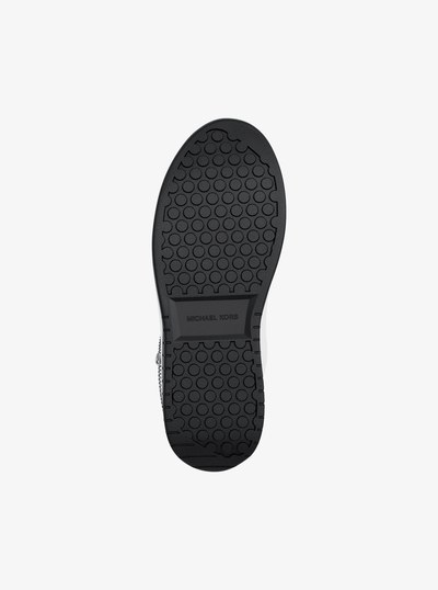 Dottie Embellished Leather Platform Sneaker in BLACK | Michael Kors