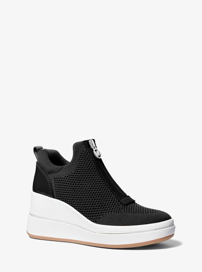 Emmy Mesh Wedge Trainer in BLACK | Michael Kors