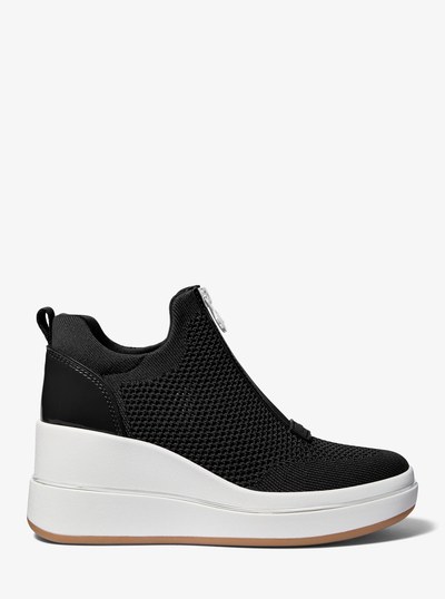 Emmy Mesh Wedge Trainer in BLACK | Michael Kors