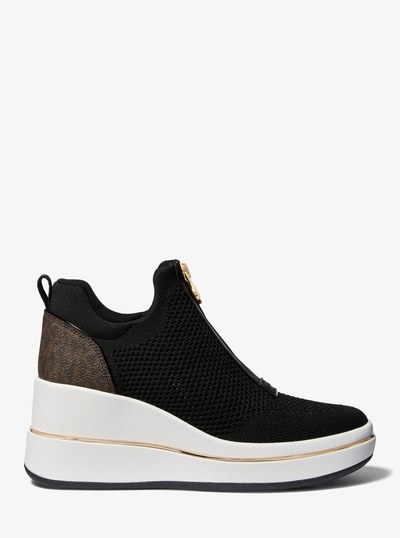 Emmy Mesh Zip-Up Wedge Trainer in BROWN MULTI | Michael Kors