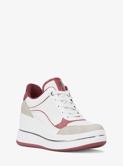 Emmy Mixed-Media Wedge Trainer in ROSEWOOD | Michael Kors