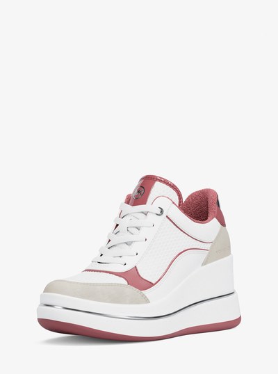 Emmy Mixed-Media Wedge Trainer in ROSEWOOD | Michael Kors