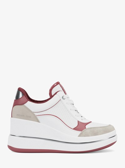 Emmy Mixed-Media Wedge Trainer in ROSEWOOD | Michael Kors