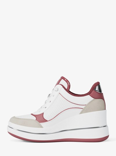 Emmy Mixed-Media Wedge Trainer in ROSEWOOD | Michael Kors