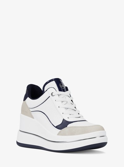 Emmy Mixed-Media Wedge Trainer in DRESS BLUES | Michael Kors