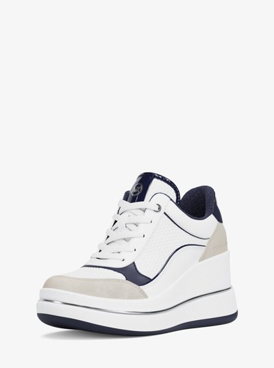 Emmy Mixed-Media Wedge Trainer in DRESS BLUES | Michael Kors