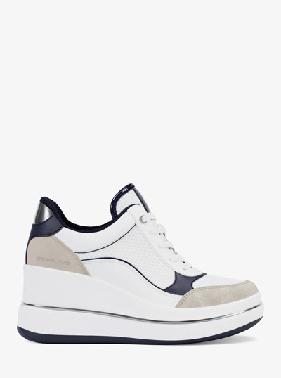 Emmy Mixed-Media Wedge Trainer in DRESS BLUES | Michael Kors