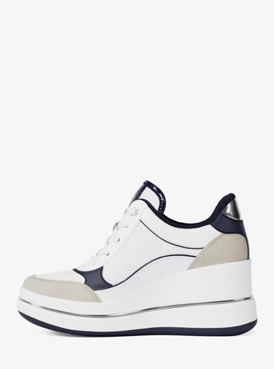Emmy Mixed-Media Wedge Trainer in DRESS BLUES | Michael Kors