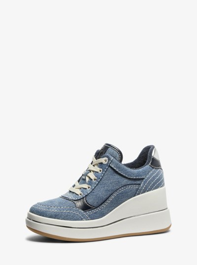 Emmy Denim Wedge Trainer in NEW HRZN WSH | Michael Kors