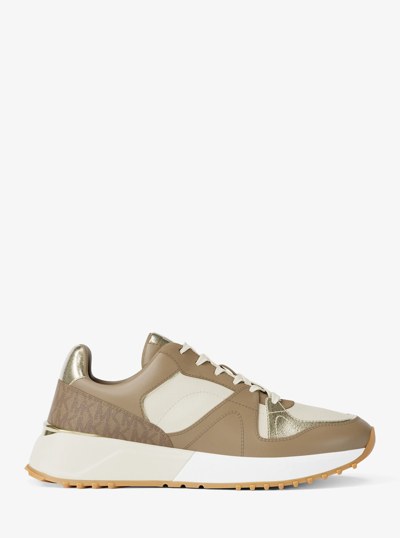 Jaime Mixed-Media Trainer in HUSK MULTI | Michael Kors