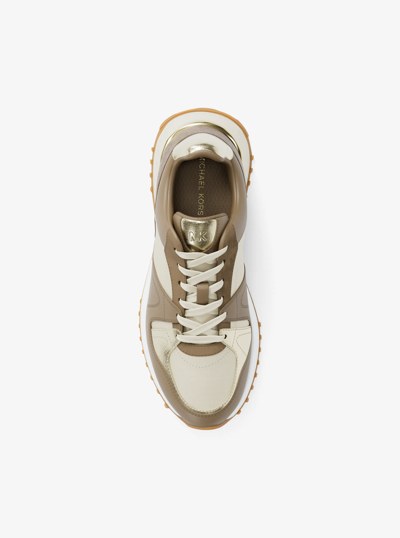 Jaime Mixed-Media Trainer in HUSK MULTI | Michael Kors