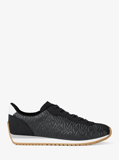 Rhodes Quilted Logo Leather Trainer in BLACK | Michael Kors