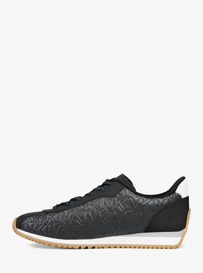 Rhodes Quilted Logo Leather Trainer in BLACK | Michael Kors