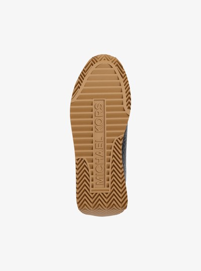 Rhodes Quilted Logo Leather Trainer in BLACK | Michael Kors