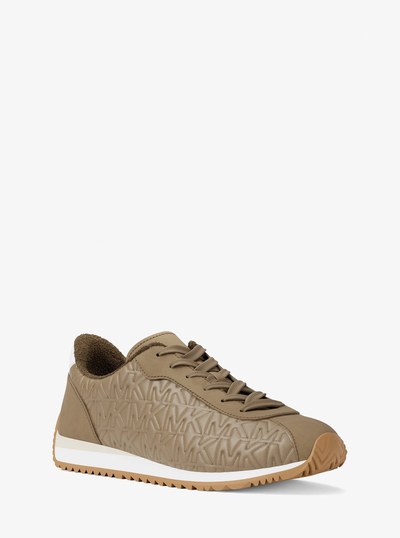Rhodes Quilted Logo Leather Trainer in HUSK | Michael Kors