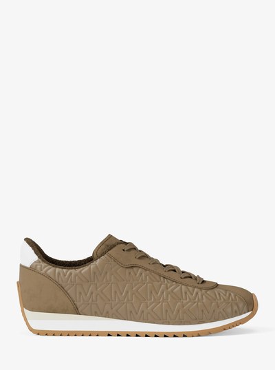 Rhodes Quilted Logo Leather Trainer in HUSK | Michael Kors