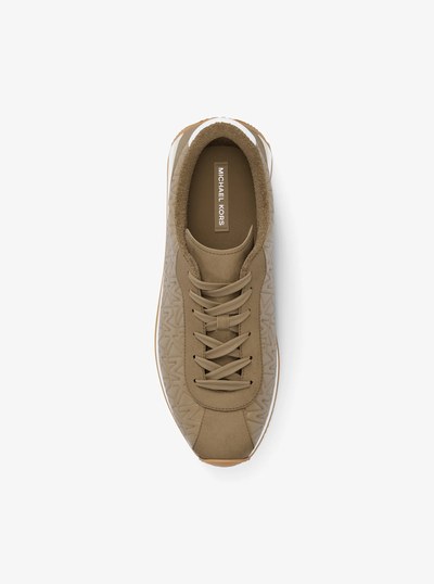 Rhodes Quilted Logo Leather Trainer in HUSK | Michael Kors