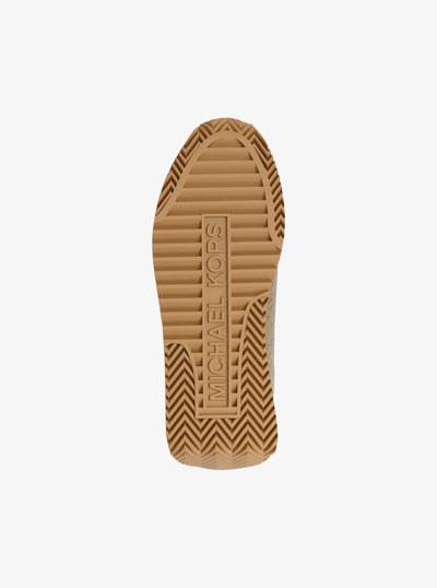 Rhodes Quilted Logo Leather Trainer in HUSK | Michael Kors