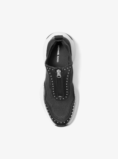 Zuma Studded Mixed-Media Trainer in BLACK | Michael Kors