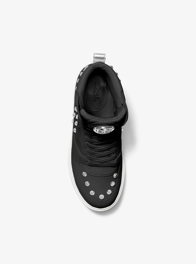 Emmett Studded Stripe Leather High-Top Sneaker in BLACK | Michael Kors