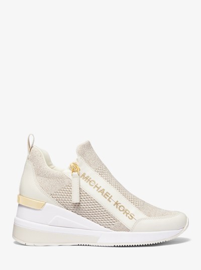 Willis Metallic Stretch Knit Trainer in CHAMPAGNE | Michael Kors