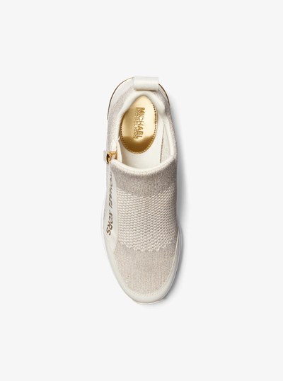 Willis Metallic Stretch Knit Trainer in CHAMPAGNE | Michael Kors