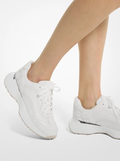 Ari Leather and Mesh Trainer in OPWHT MULTI | Michael Kors