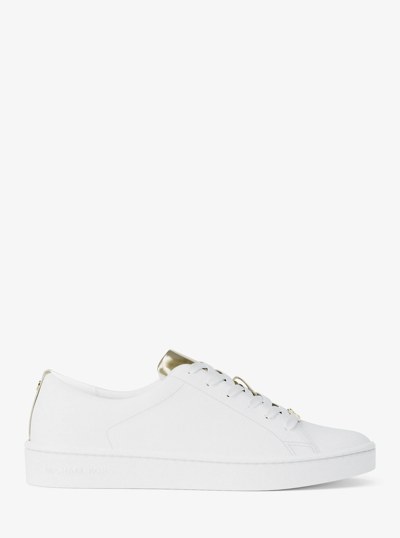 Keaton Leather and Metallic Sneaker in PALE GOLD | Michael Kors