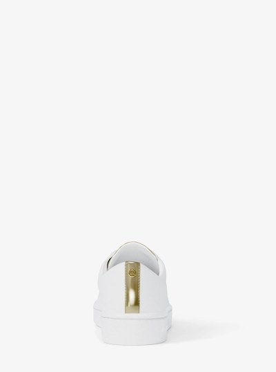Keaton Leather and Metallic Sneaker in PALE GOLD | Michael Kors