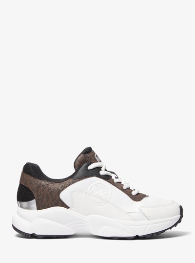 Sami Mixed-Media Trainer in BROWN | Michael Kors