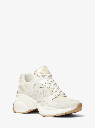 Zuma Leather and Nylon Trainer in PL GLD MULTI | Michael Kors
