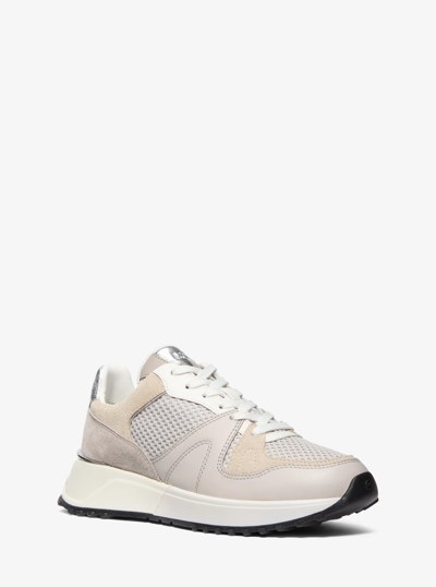 Jaime Mixed-Media Trainer in PEARL GREY MULTI | Michael Kors