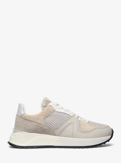 Jaime Mixed-Media Trainer in PEARL GREY MULTI | Michael Kors