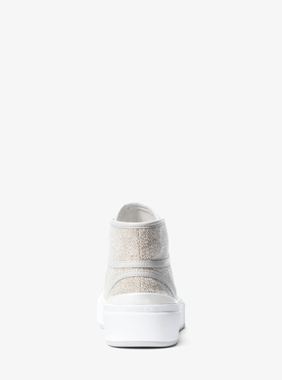 Jude Cotton Blend High-Top Sneaker in SILVER | Michael Kors