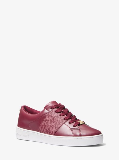 Keaton Signature Logo Stripe Sneaker in MULBERRY | Michael Kors