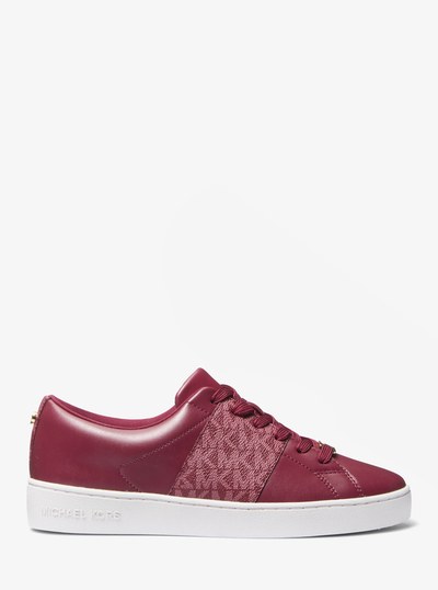 Keaton Signature Logo Stripe Sneaker in MULBERRY | Michael Kors