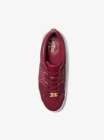 Keaton Signature Logo Stripe Sneaker in MULBERRY | Michael Kors