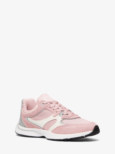 Riley Mixed-Media Trainer in SMOKEY ROSE | Michael Kors