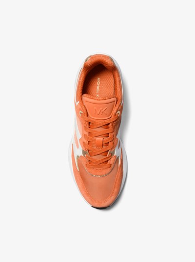 Riley Mixed-Media Trainer in ORANGE PUNCH | Michael Kors