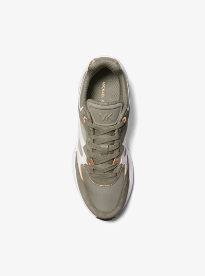Riley Mixed-Media Trainer in SAFARI GREEN | Michael Kors