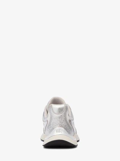 Riley Metallic Leather Trainer in SILVER | Michael Kors