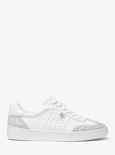 Scotty Embellished Leather Sneaker in OPTIC WHITE | Michael Kors