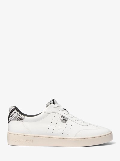 Scotty Snake Embossed Leather Sneaker in ALUMINUM | Michael Kors