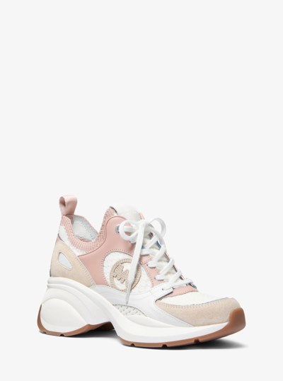 Zuma Color-Block Leather and Mesh Trainer in SMOKEY ROSE | Michael Kors